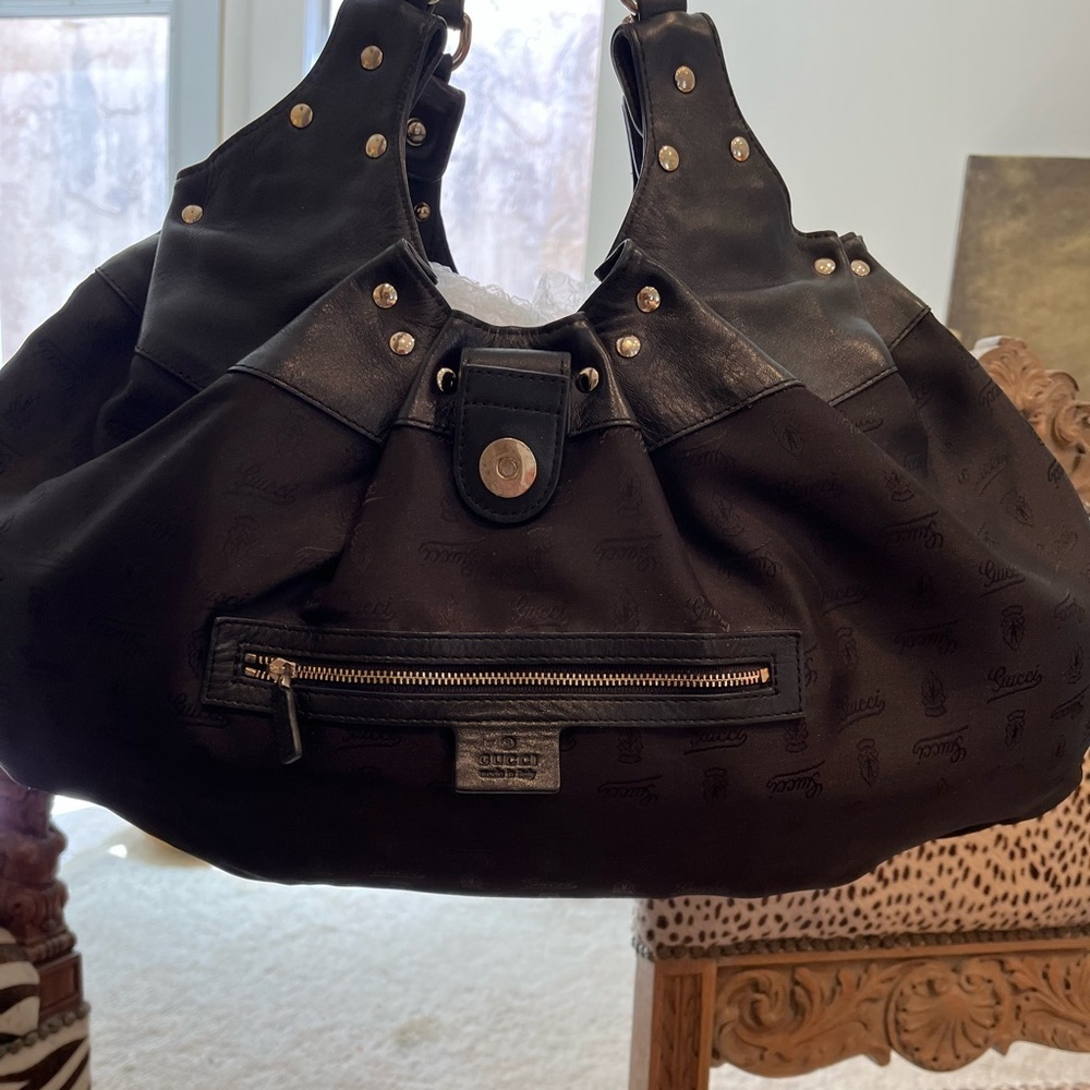 Gucci Guccissima Studded Leather Pelham Shoulder Bag Ltd Ed Rare 1990 - Picture 14 of 17